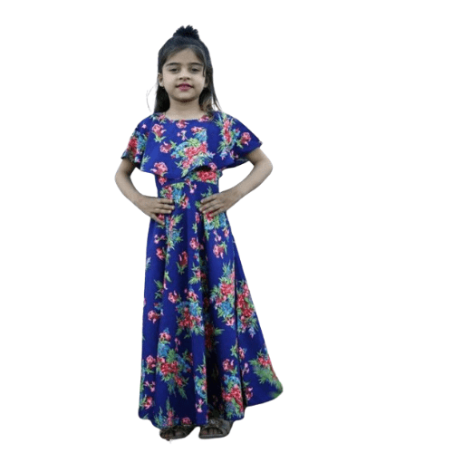 Blue Floral Frocks for Girls